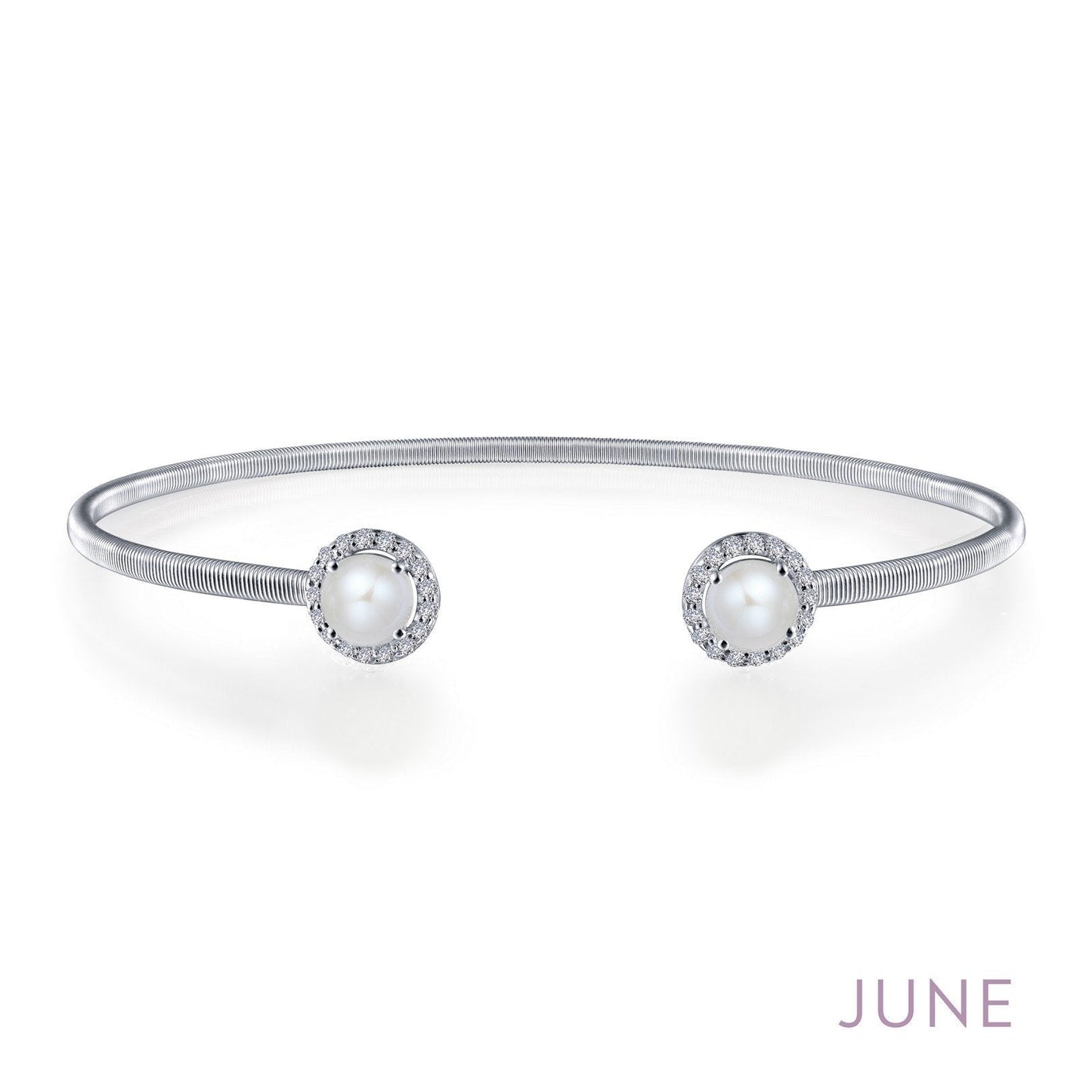 LaFonn Platinum JUNE  5.00mmX2 Round, Pearl, Approx. N/A CTW BRACELETS June Birthstone Bracelet