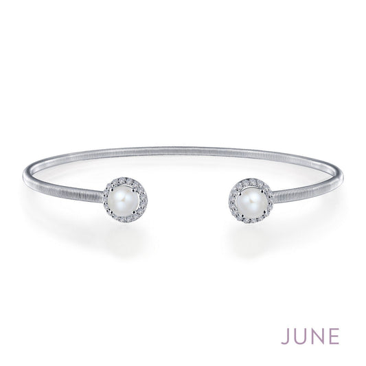 LaFonn Platinum JUNE  5.00mmX2 Round, Pearl, Approx. N/A CTW BRACELETS June Birthstone Bracelet