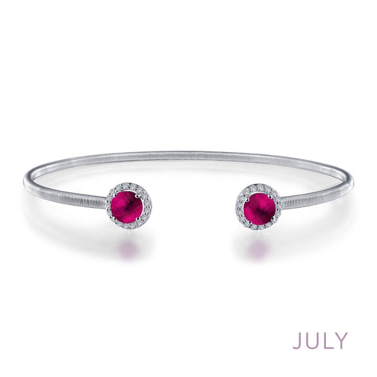 LaFonn Platinum JULY  5.00mmX2 Round, Ruby, Approx. 0.92 CTW BRACELETS July Birthstone Bracelet