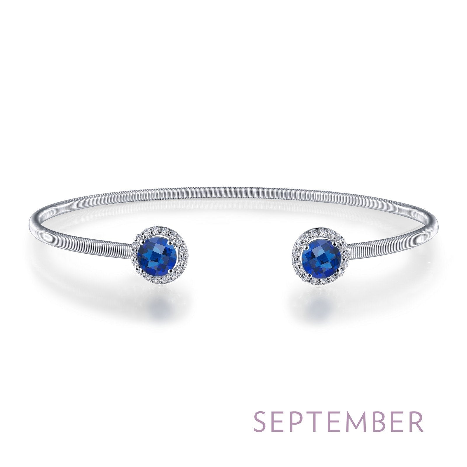 LaFonn Platinum SEPTEMBER  5.00mmX2 Round, Sapphire, Approx. 0.92 CTW BRACELETS September Birthstone Bracelet