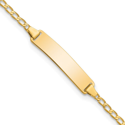 Quality Gold 14k Flat Curb Link ID Bracelet Gold     