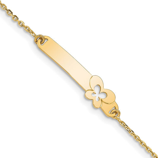 Quality Gold 14K Children's Polished Flower w/1in ext.  ID Bracelet Gold     