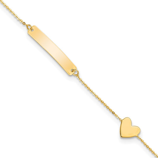 Quality Gold 14k Polished 5.5in Heart ID Bracelet Gold