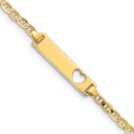 Quality Gold 14k Cut-out Heart Anchor Link ID Bracelet Gold     