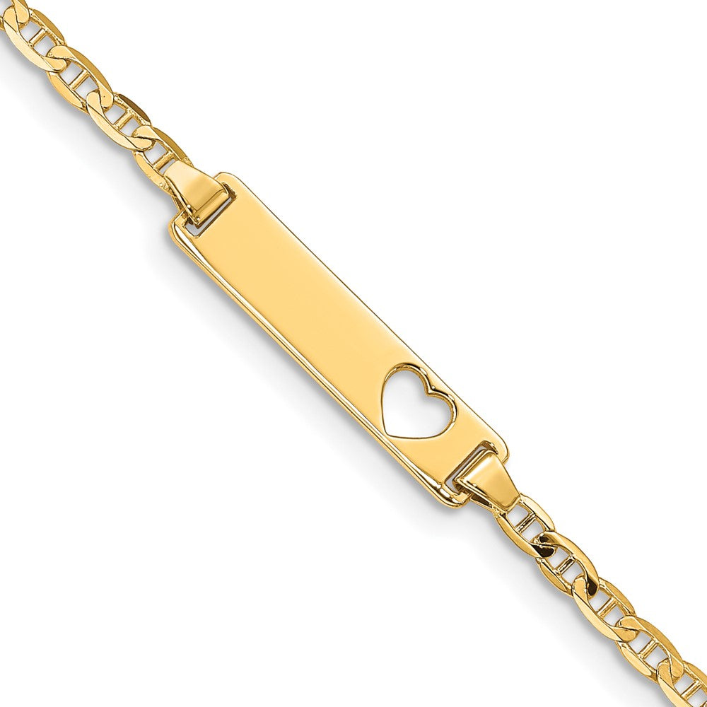 Quality Gold 14k Cut-out Heart Anchor Link ID Bracelet Gold     