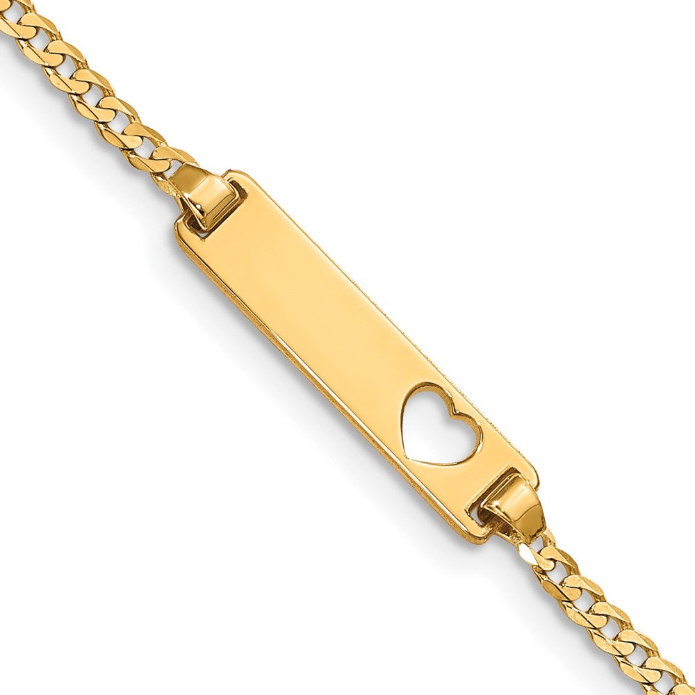 Quality Gold 14k Cut-out Heart Curb Link ID Bracelet Gold     