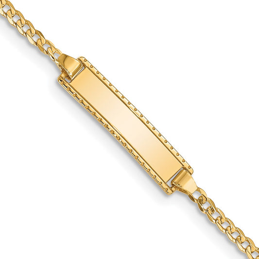 Quality Gold 14k 6in Engraveable Curb Link Baby/Child ID Bracelet Gold     