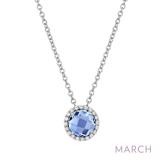 LaFonn Platinum MARCH  6.00mm Round, Aquamarine, Approx. 0.85 CTW NECKLACES March Birthstone Necklace