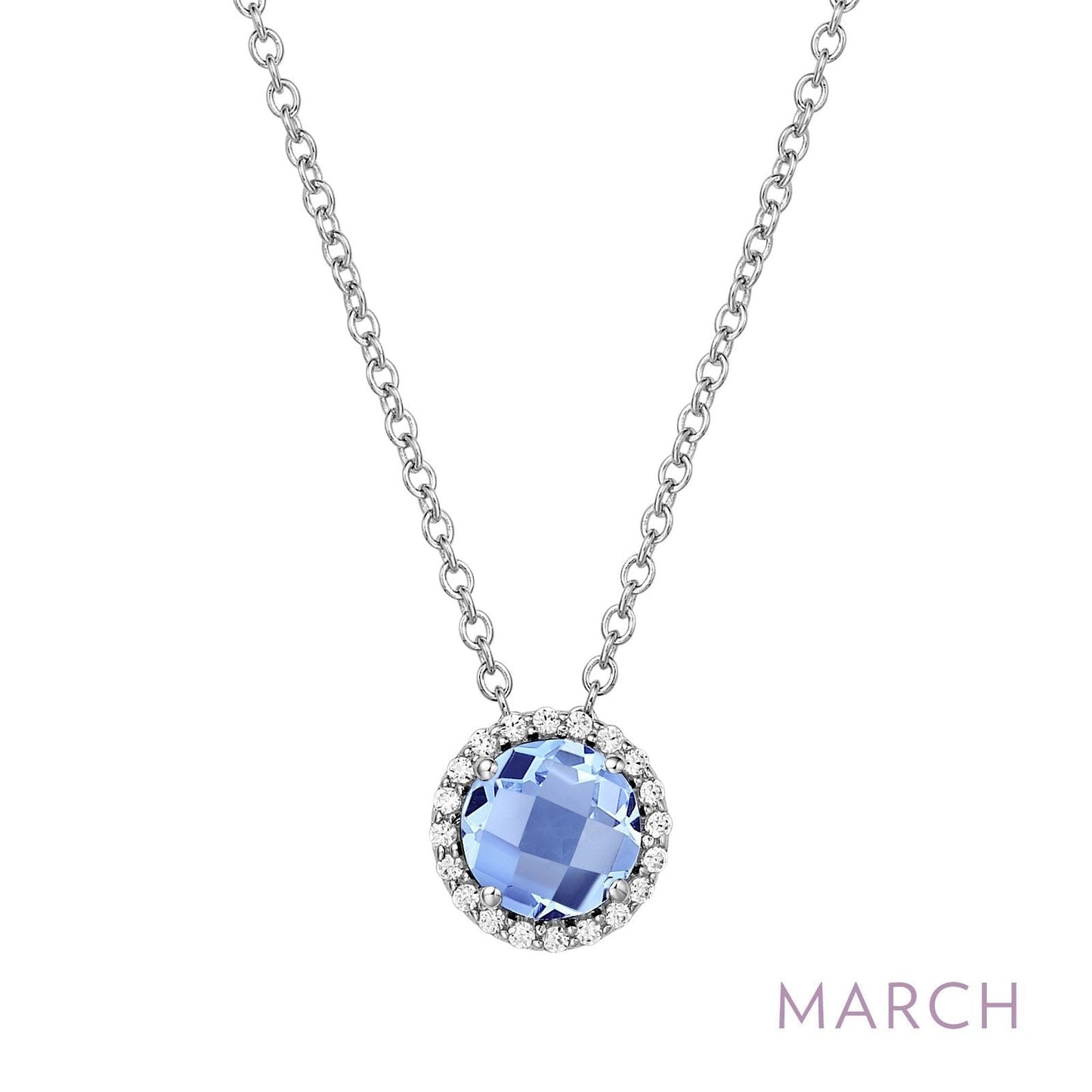 Load image into Gallery viewer, LaFonn Platinum MARCH  6.00mm Round, Aquamarine, Approx. 0.85 CTW NECKLACES March Birthstone Necklace

