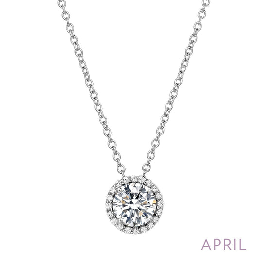 LaFonn Platinum APRIL  6.00mm Round, Diamond, Approx. 0.85 CTW NECKLACES April Birthstone Necklace