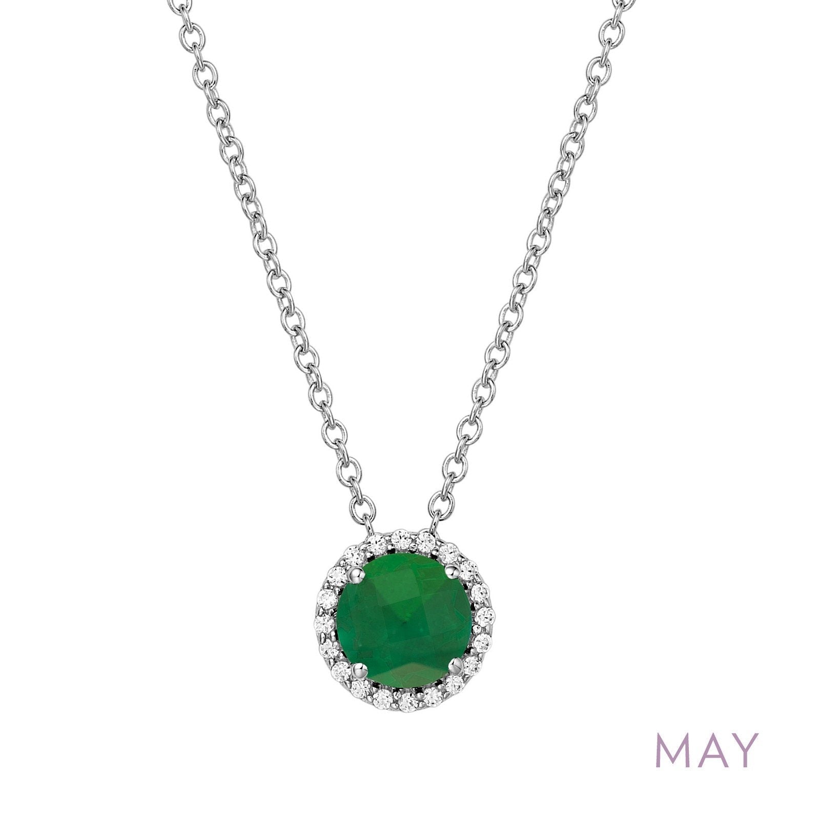 LaFonn Platinum MAY  6.00mm Round, Emerald, Approx. 0.85 CTW NECKLACES May Birthstone Necklace