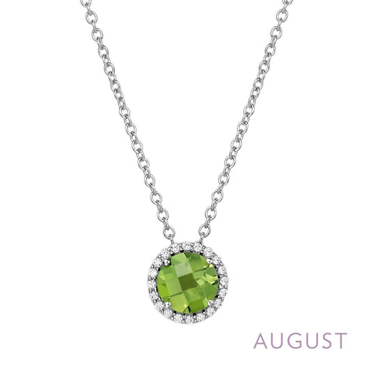 LaFonn Platinum AUGUST  6.00mm Round, Peridot, Approx. 0.85 CTW NECKLACES August Birthstone Necklace