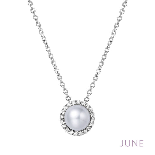 LaFonn Platinum JUNE  6.00mm Round, Pearl, Approx. N/A CTW NECKLACES June Birthstone Necklace