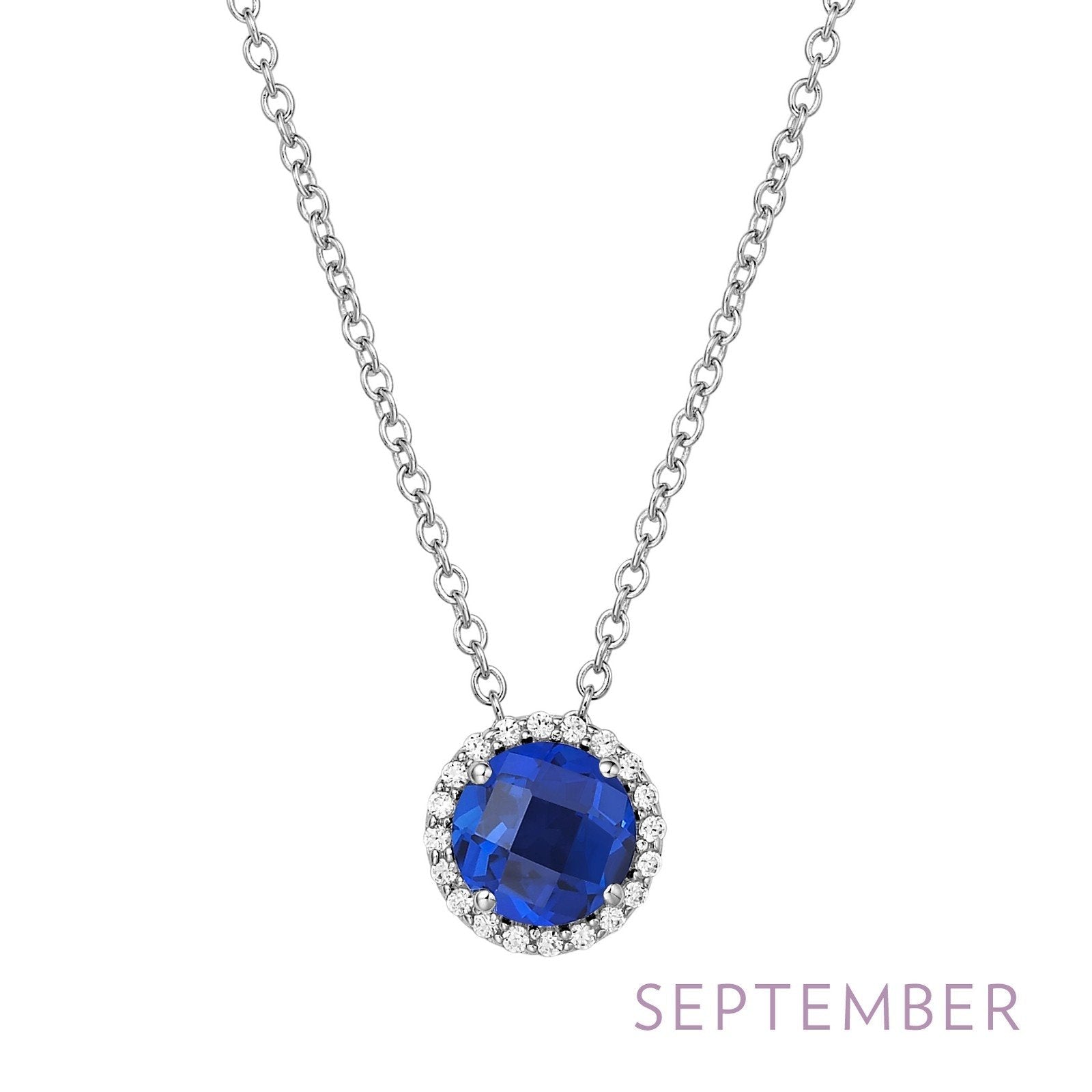 LaFonn Platinum SEPTEMBER  6.00mm Round, Sapphire, Approx. 0.85 CTW NECKLACES September Birthstone Necklace