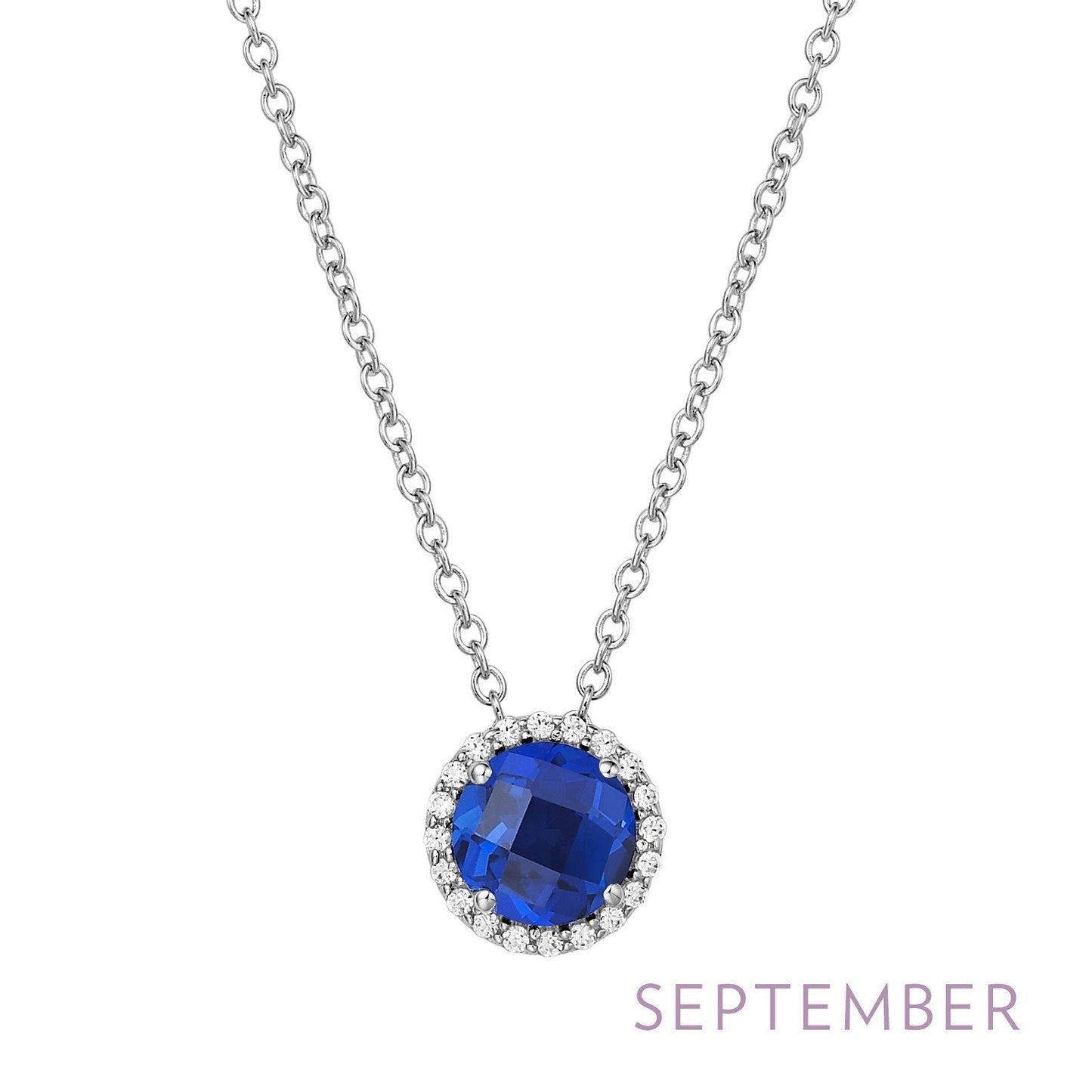 LaFonn Platinum SEPTEMBER  6.00mm Round, Sapphire, Approx. 0.85 CTW NECKLACES September Birthstone Necklace