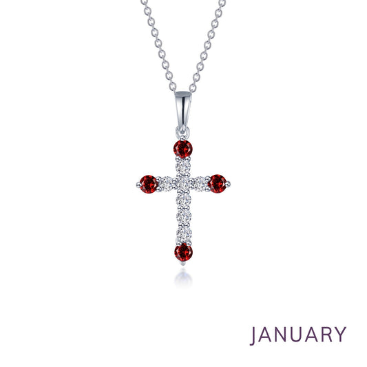 January Birthstone Cross Necklace