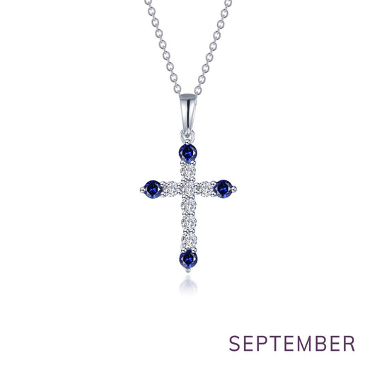 September Birthstone Cross Necklace