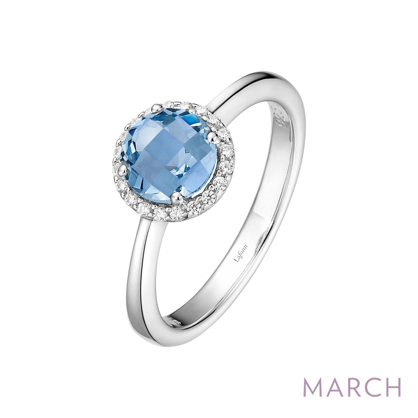 LaFonn Platinum MARCH  6.00mm Round, Aquamarine, Approx. 0.85 CTW RINGS March Birthstone Ring