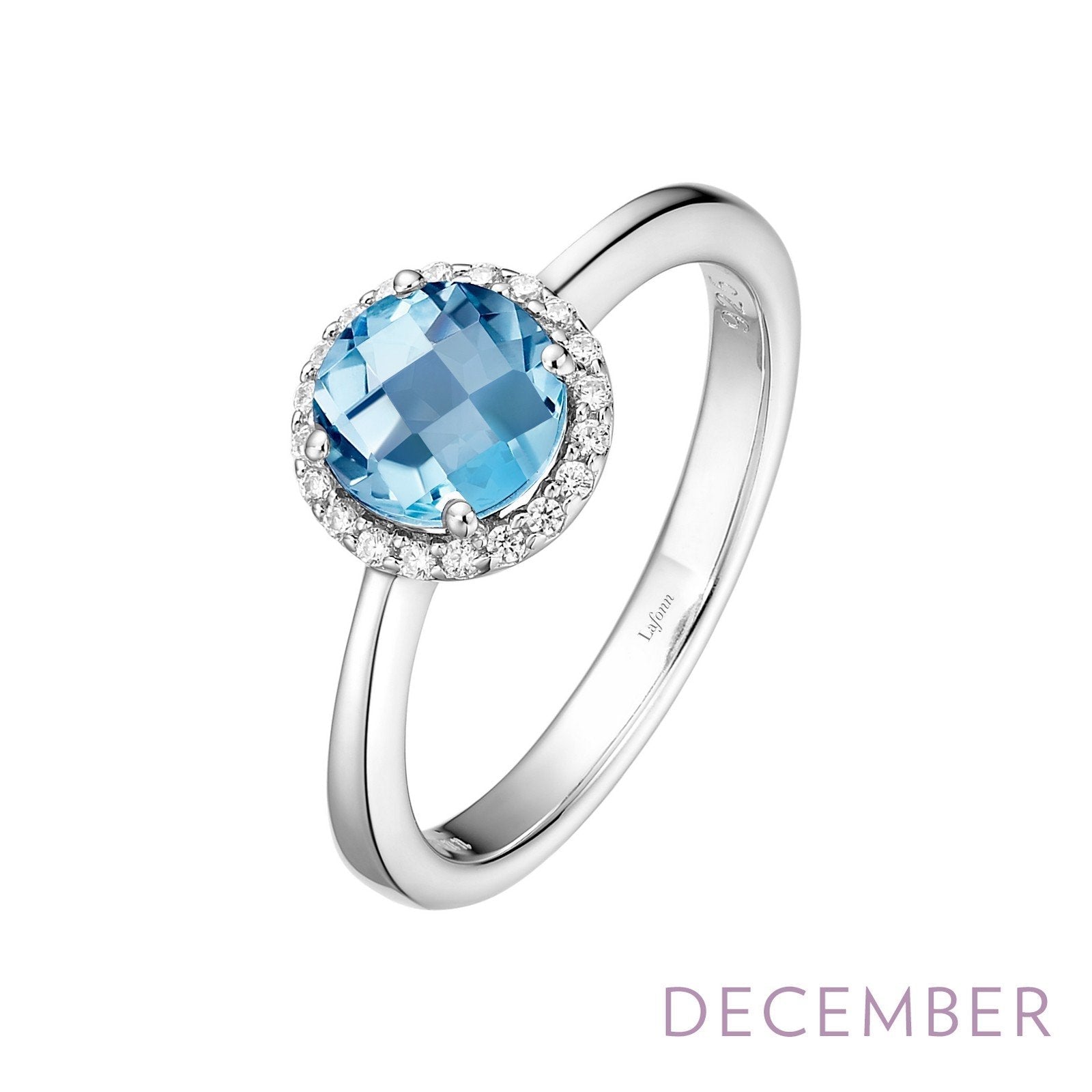 LaFonn Platinum DECEMBER  6.00mm Round, Blue Topaz, Approx. 0.85 CTW RINGS December Birthstone Ring