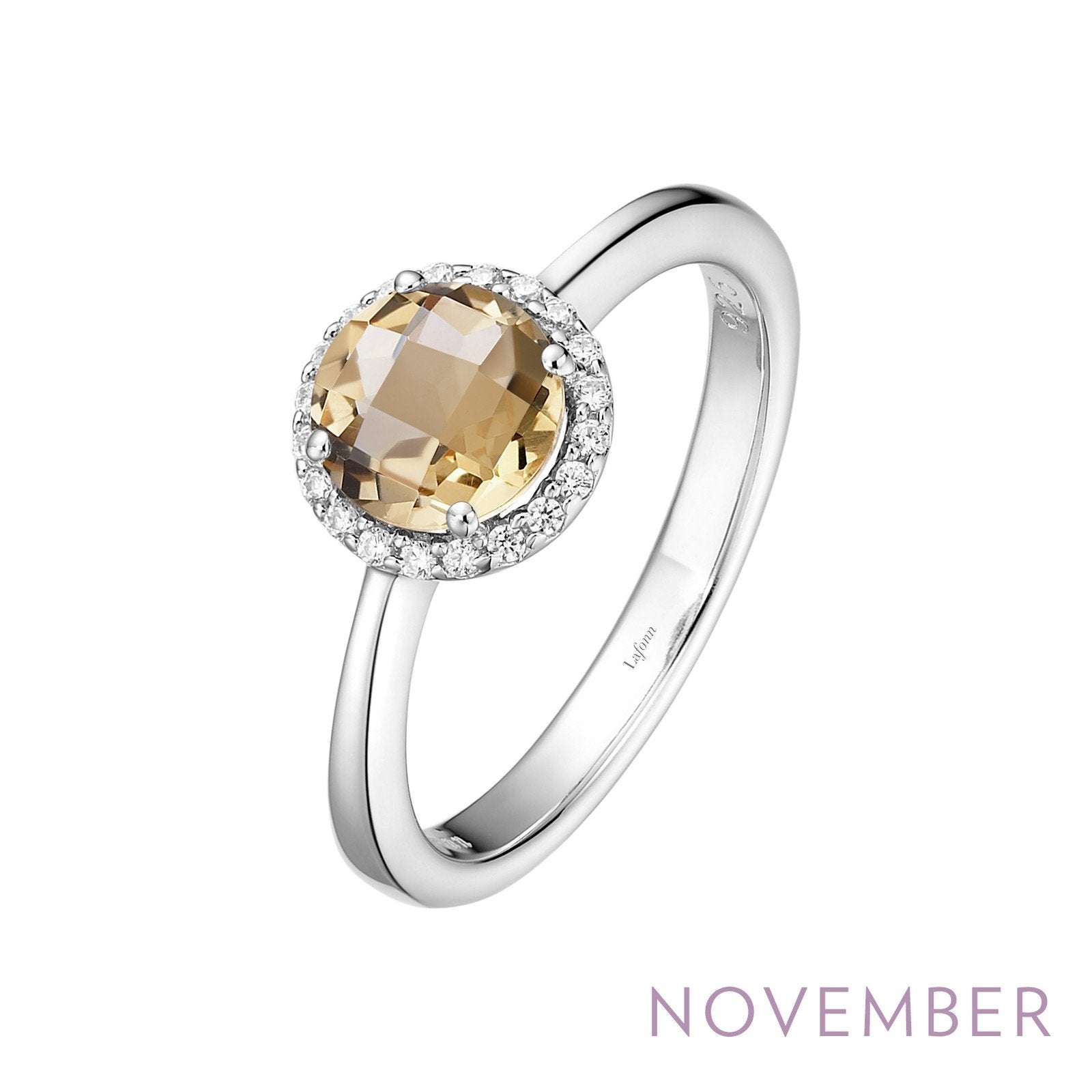 Lafonn November Birthstone Ring NOVEMBER RINGS Size 10 Platinum Appx CTW: 1.05 cts. Citrine Appx 0.85 cts.  Lassaire simulated diamonds: 0.20 cts. CTS 