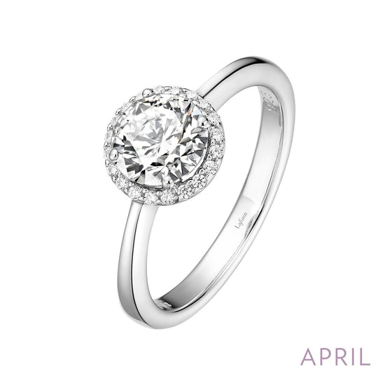 Load image into Gallery viewer, LaFonn Platinum APRIL  6.00mm Round, Diamond, Approx. 0.85 CTW RINGS April Birthstone Ring
