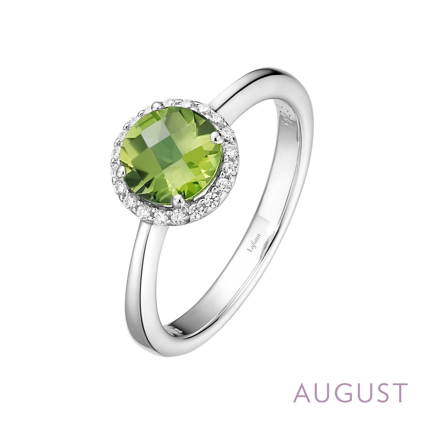 Lafonn August Birthstone Ring AUGUST RINGS Size 8 Platinum Appx CTW: 1.05 cts. Peridot Appx 0.85 cts.  Lassaire simulated diamonds: 0.20 cts. CTS 
