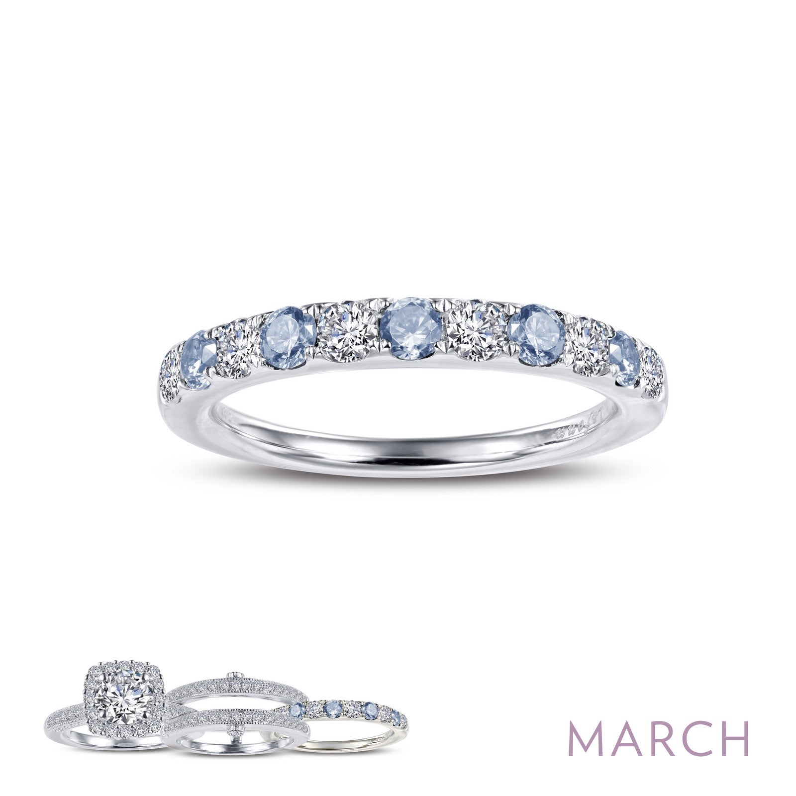 Lafonn March Birthstone Ring 11 Stone Count BR004AQP07