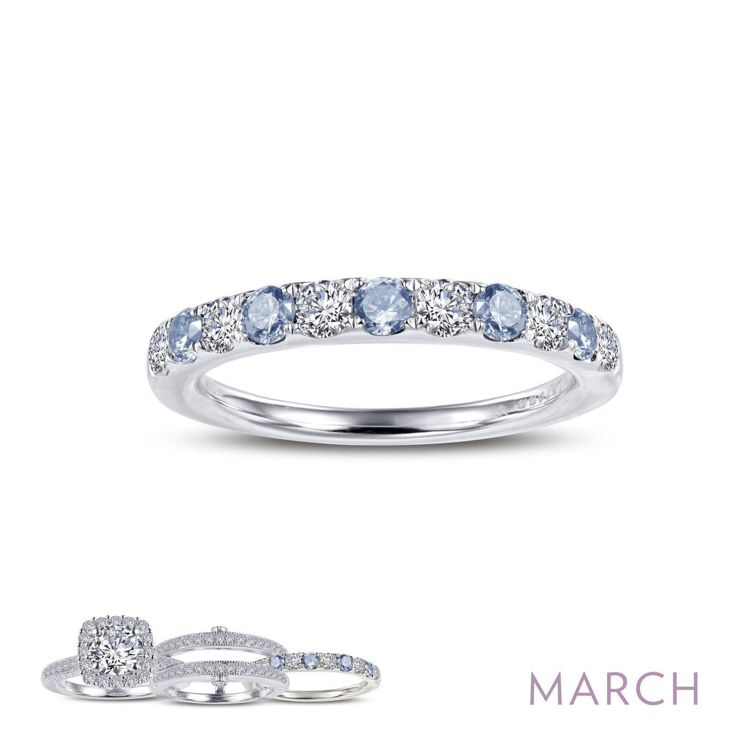 Load image into Gallery viewer, Lafonn March Birthstone Ring MARCH RINGS Size 6 Platinum 0.51cts CTS Approx.2.7mm(W)
