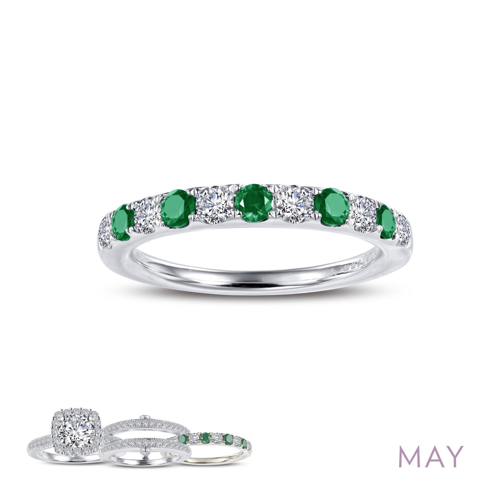 Lafonn May Birthstone Ring 11 Stone Count BR004EMP08