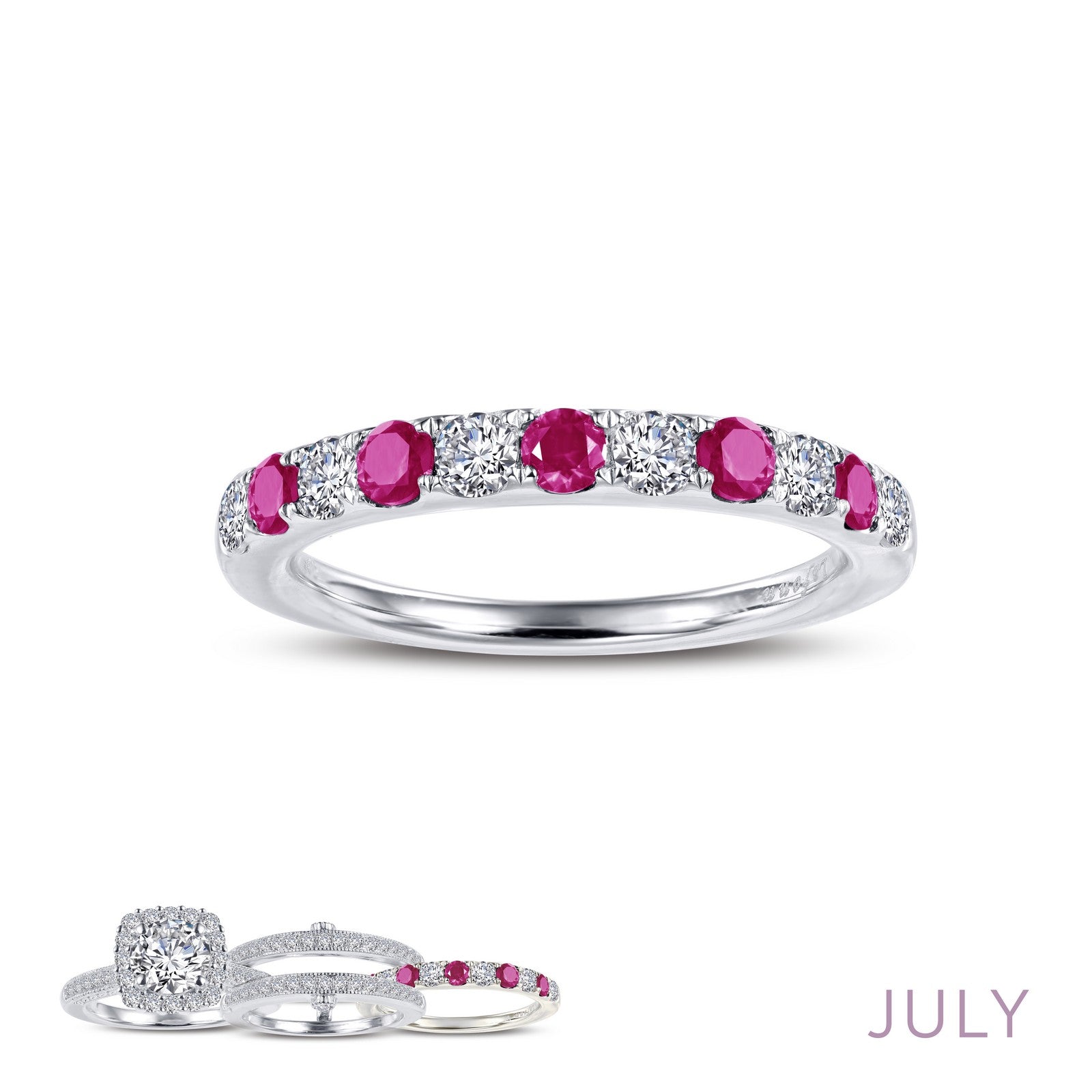 Lafonn July Birthstone Ring 11 Stone Count BR004RBP07