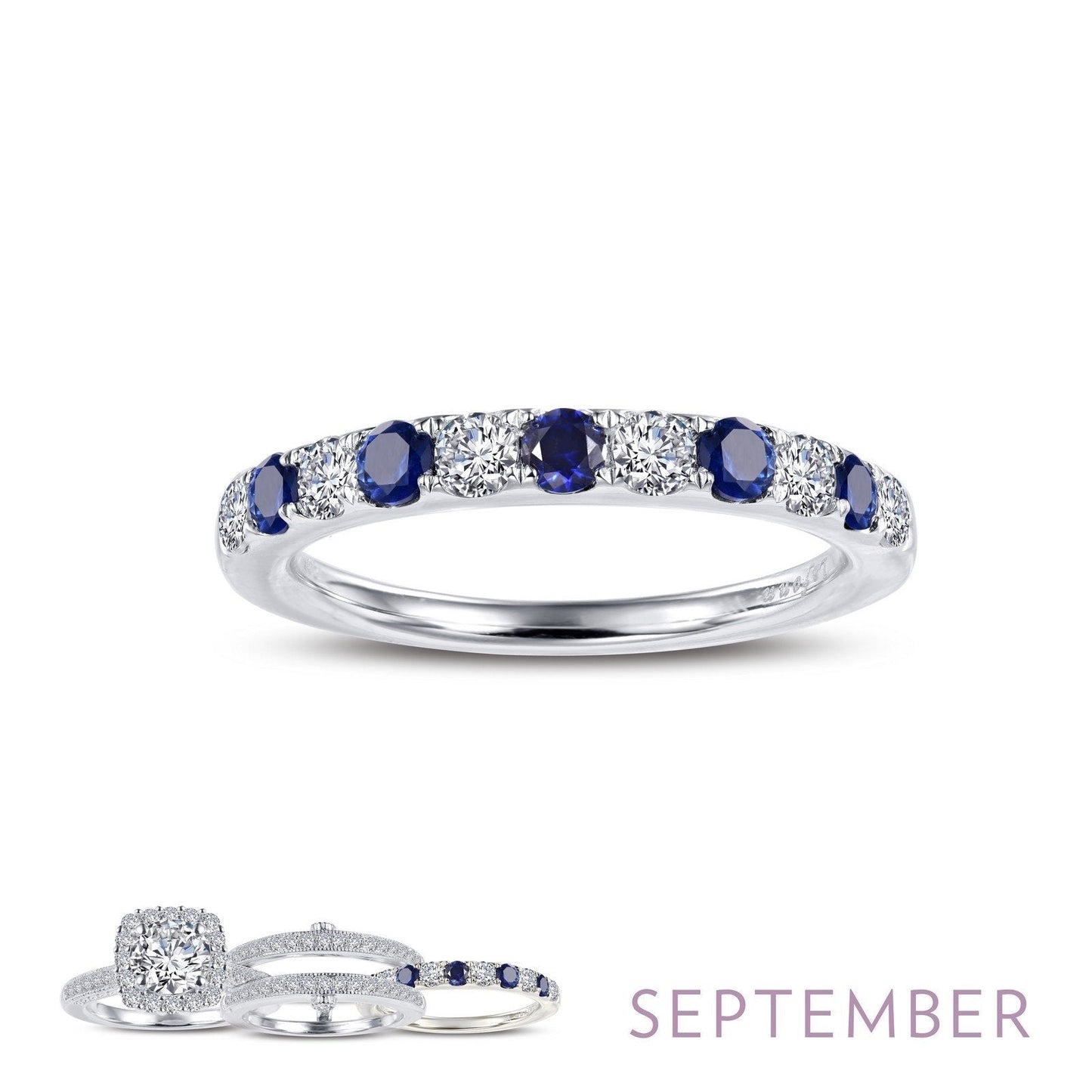 Load image into Gallery viewer, Lafonn September Birthstone Ring SEPTEMBER RINGS Size 6 Platinum 0.51cts CTS Approx.2.7mm(W)
