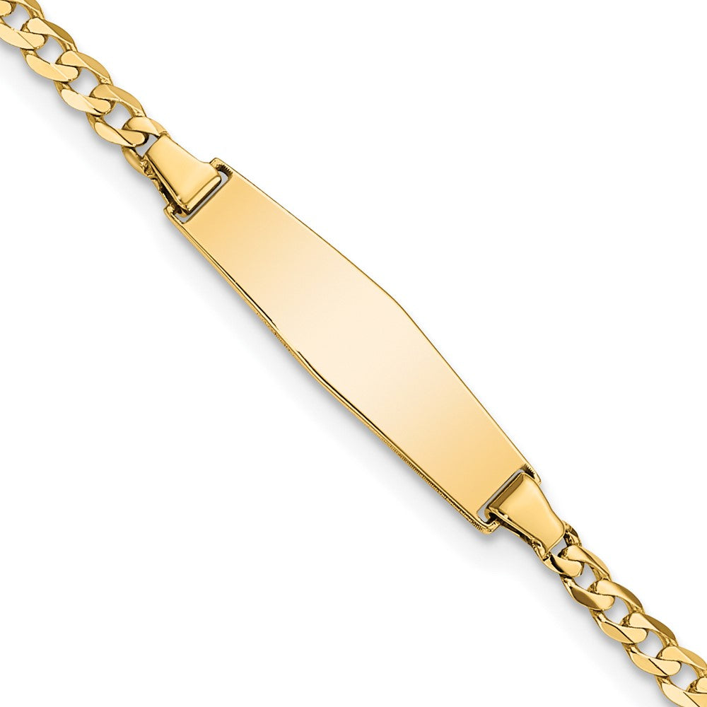 Quality Gold 14k Soft Diamond Shape Curb Link ID Bracelet Gold     