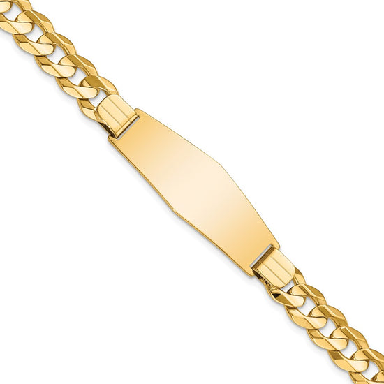 Quality Gold 14k Curb Soft Diamond Shape ID Bracelet Gold     