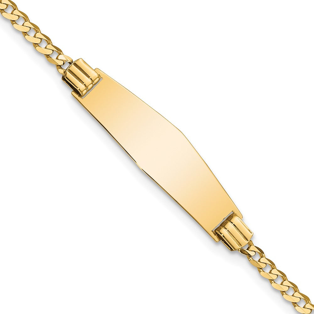 Quality Gold 14k Soft Diamond Shape Curb Link ID Bracelet Gold     