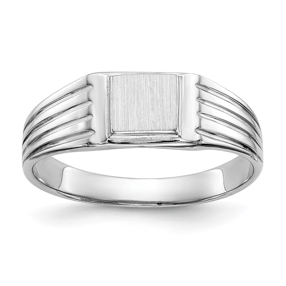 Quality Gold 14k White Gold 5.25x5.0mm Childs Open Back Signet Ring Gold     