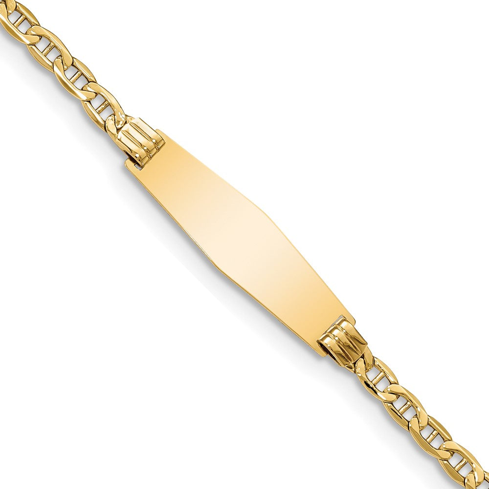 Quality Gold 14k Semi-solid Soft Diamond Shape Anchor Link ID Bracelet Gold     