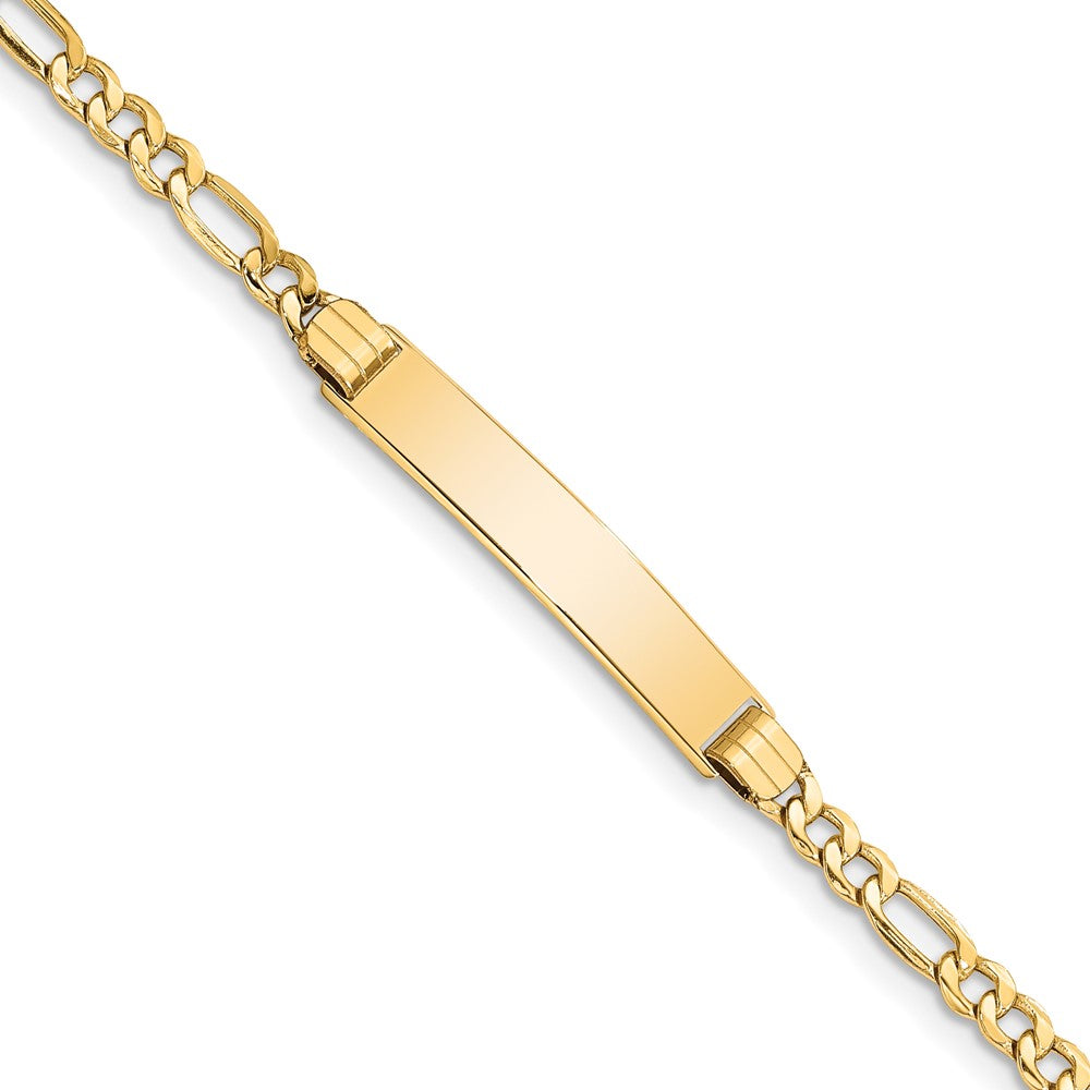 Quality Gold 14k Semi-solid Polished Figaro Link ID Bracelet Gold     