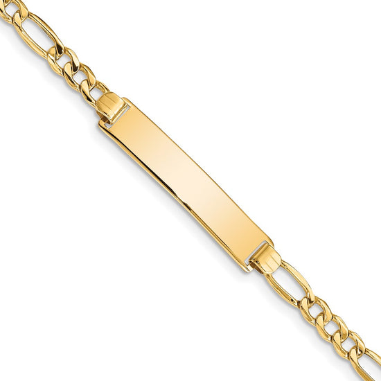 Quality Gold 14k Semi-solid Figaro ID Bracelet Gold     