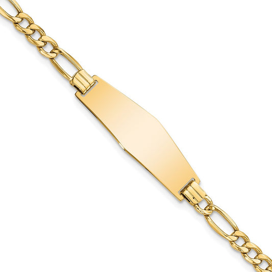 Quality Gold 14k Semi-solid Soft Diamond Shape Figaro Link ID Bracelet Gold     