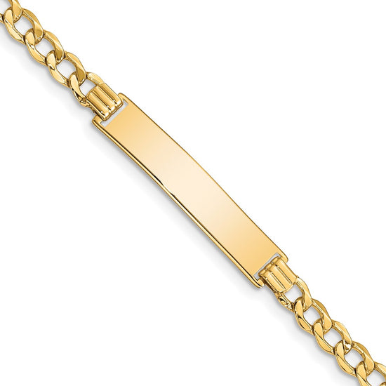 Quality Gold 14k Semi-solid Curb Link 6.75mm Id Bracelet Gold     
