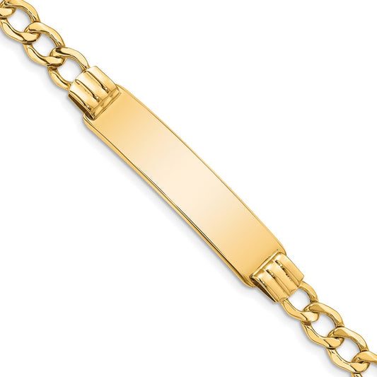 Quality Gold 14k Semi-Solid Curb Link 5.9mm ID Bracelet Gold     