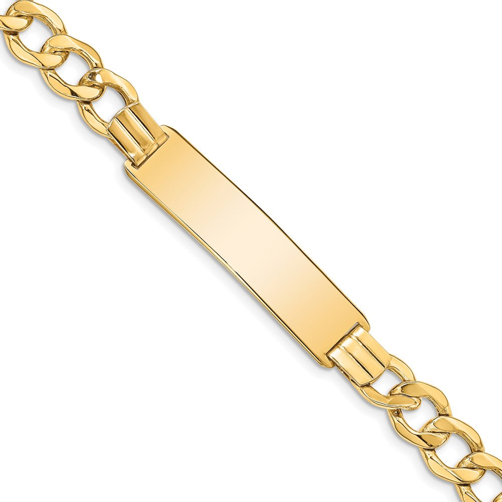 Quality Gold 14k Semi-Solid Curb Link 9mm ID Bracelet Gold     