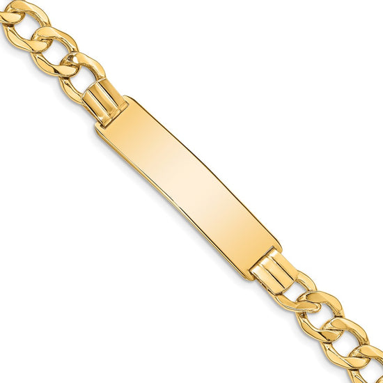 Quality Gold 14k Semi-Solid Curb Link 9mm ID Bracelet Gold     