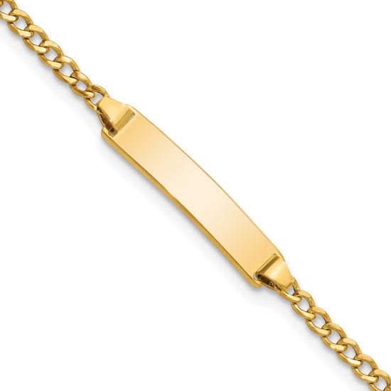 Quality Gold 14k Semi-Solid Polished Cuban ID Bracelet Gold     