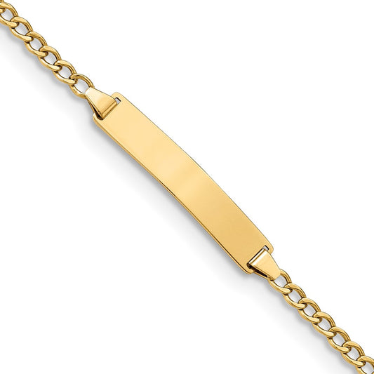 Quality Gold 14k Semi-Solid Polished Cuban ID Bracelet Gold     