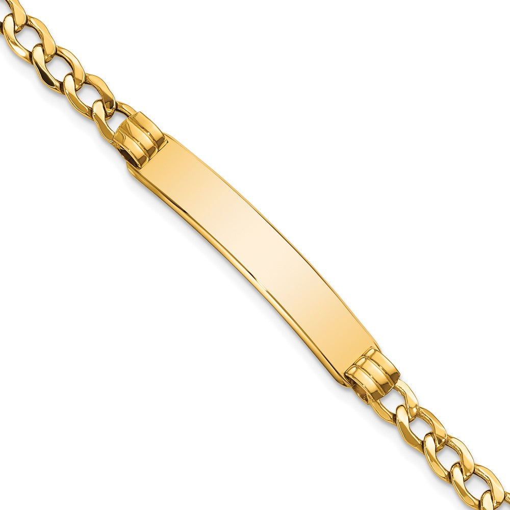 Quality Gold 14k Polished Semi-Solid Cuban ID Bracelet Gold     