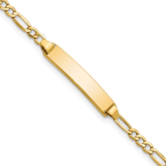 Quality Gold 14k Semi-Solid Polished Figaro ID Bracelet Gold     