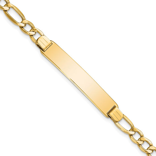 Quality Gold 14k Polished Semi-Solid Figaro ID Bracelet Gold     