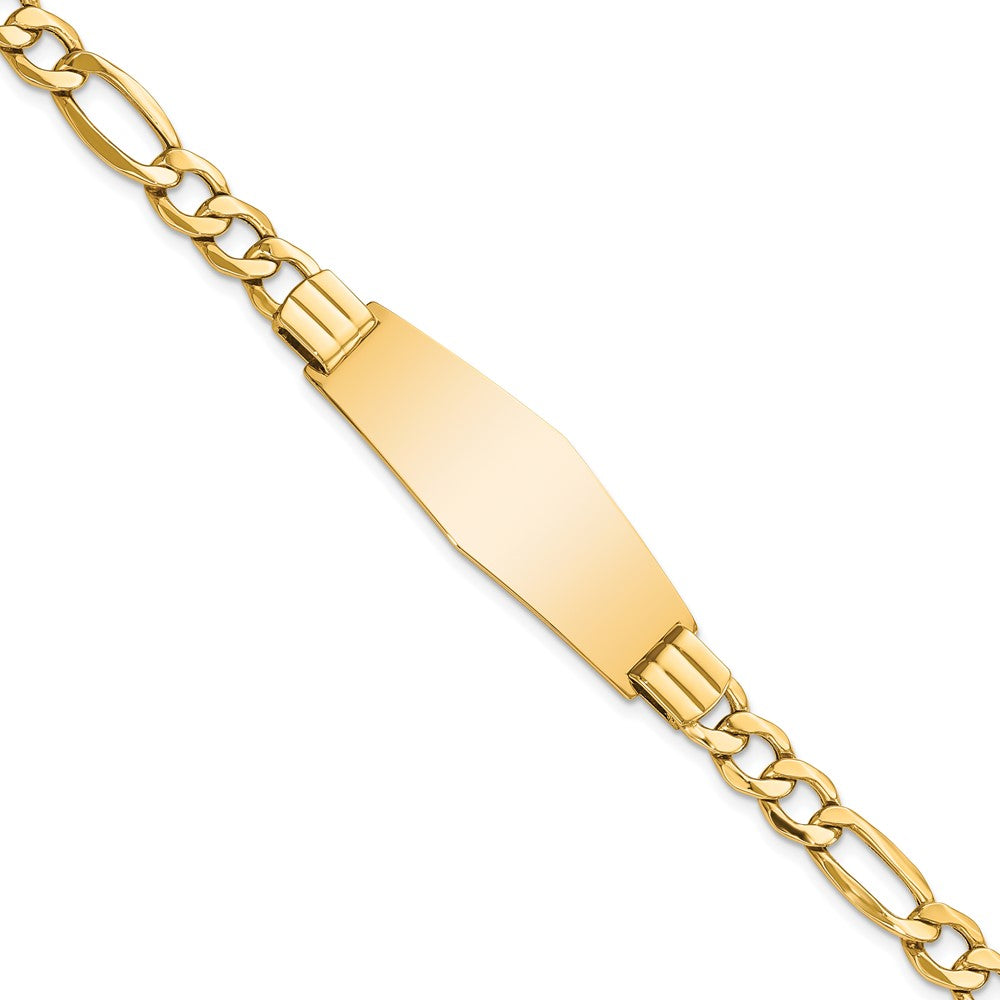 Quality Gold 14k Polished Semi-Solid Soft Diamond Shape Figaro ID Bracelet Gold     