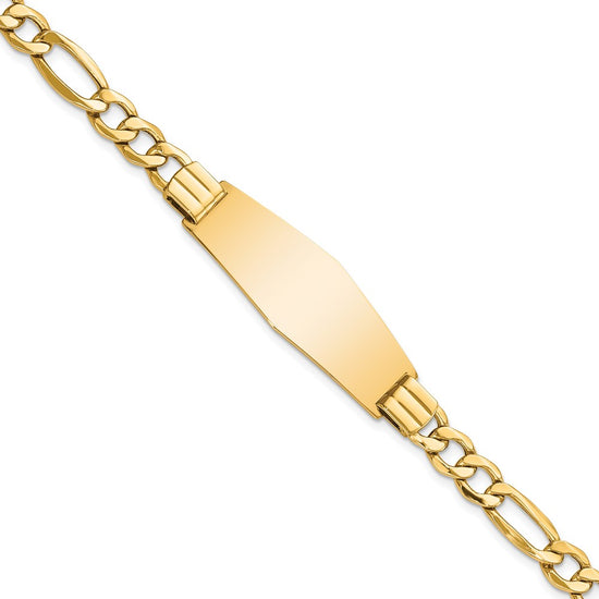 Load image into Gallery viewer, Quality Gold 14k Polished Semi-Solid Soft Diamond Shape Figaro ID Bracelet Gold     
